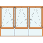 fdv13 | ensemble composé de 3 fenêtres 1 vantail avec ob sur allège fixe vitrée