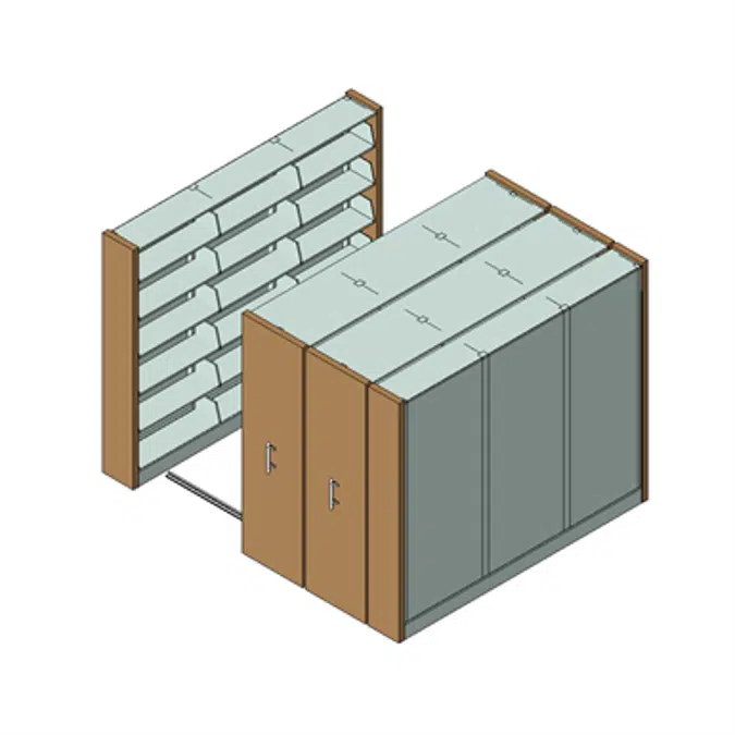 High Density Mobile Cantilever Shelving System Recessed Rail