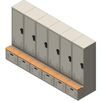 Image for Personal Storage Locker Bank - Single Door, Drawer & Bench