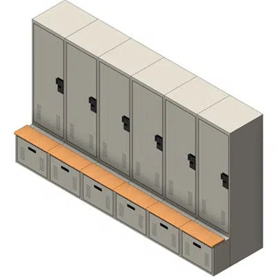 bilde for Personal Storage Locker Bank - Single Door, Drawer & Bench