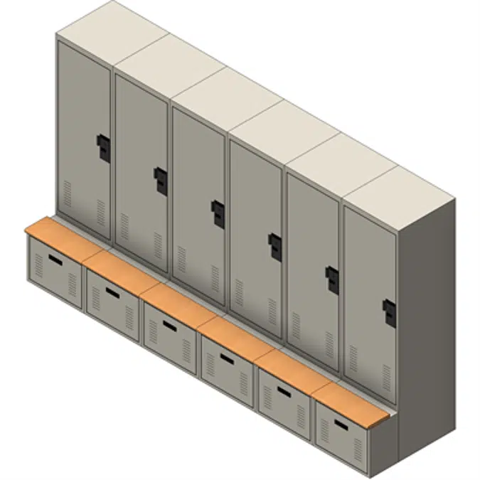 Personal Storage Locker Bank - Single Door, Drawer & Bench