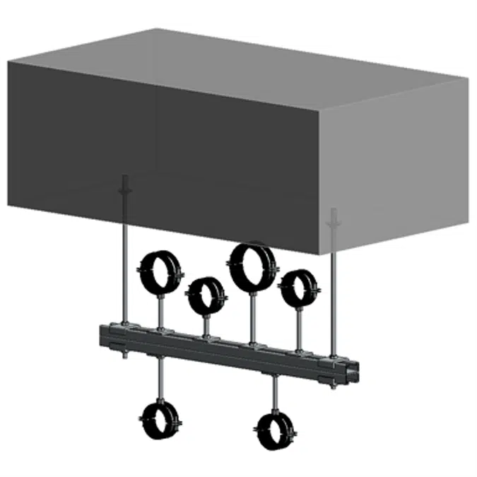 Slab mounted HVAC hanger assembly 1xHcD+2xVr