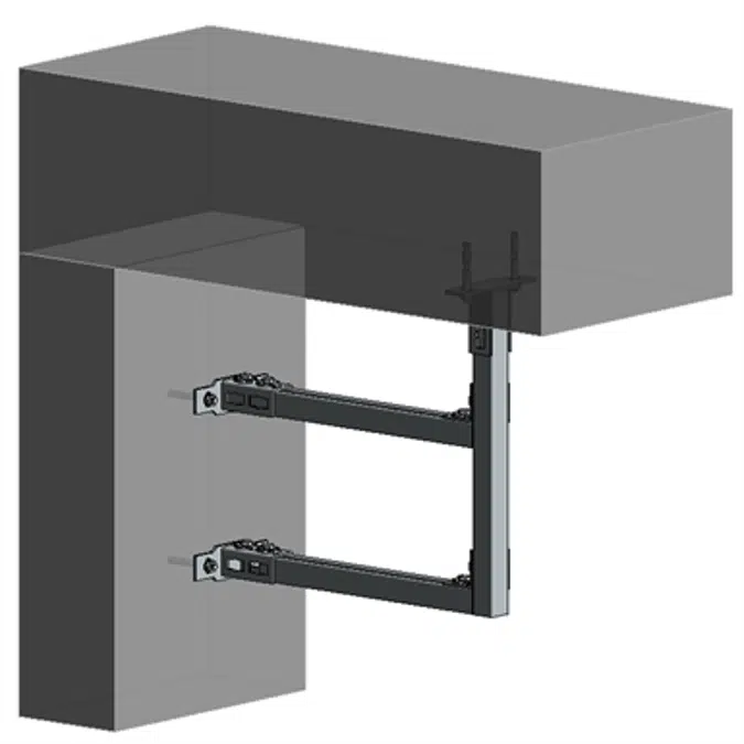 Slab/wall mounted HVAC hanger assembly 2xHc+1xVc