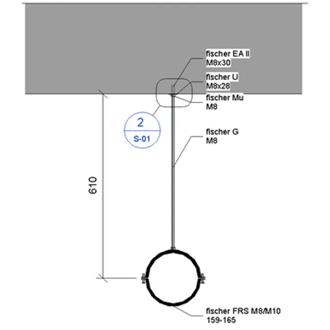 Slab mounted HVAC hanger assembly 1xVr