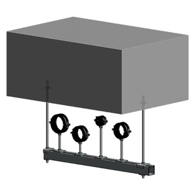 Slab mounted HVAC hanger assembly 1xHc+2xVr