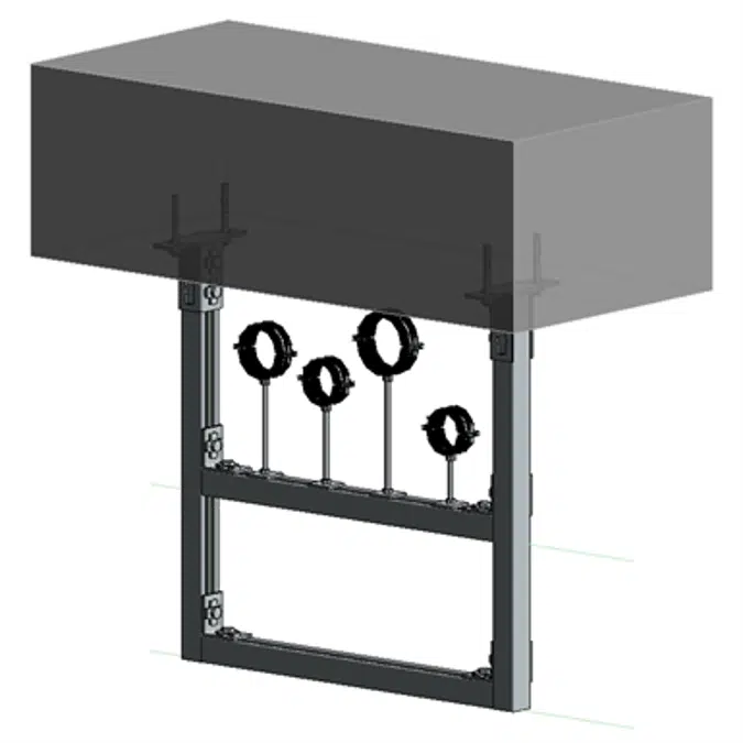 Slab mounted HVAC hanger assembly 2xHc+2xVc