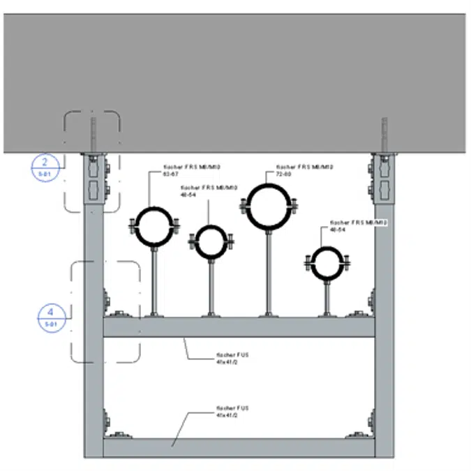 Slab mounted HVAC hanger assembly 2xHc+2xVc