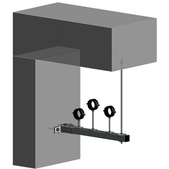 Slab/wall mounted HVAC hanger assembly 1xHc+1xVr