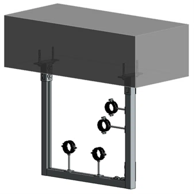 Slab mounted HVAC hanger assembly 1xHc+2xVc