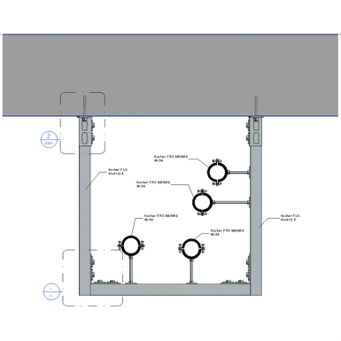 Slab mounted HVAC hanger assembly 1xHc+2xVc