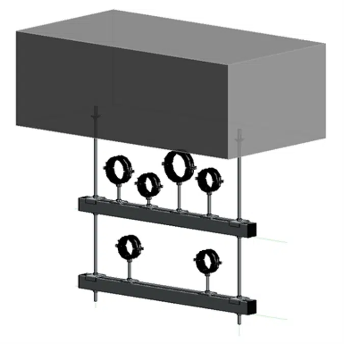 Slab mounted HVAC hanger assembly 2xHc+2xVr