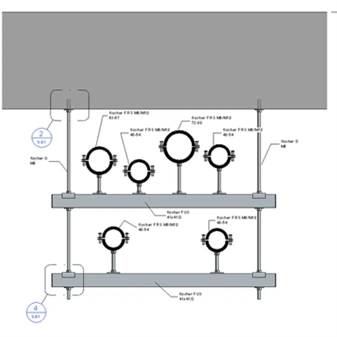 Slab mounted HVAC hanger assembly 2xHc+2xVr