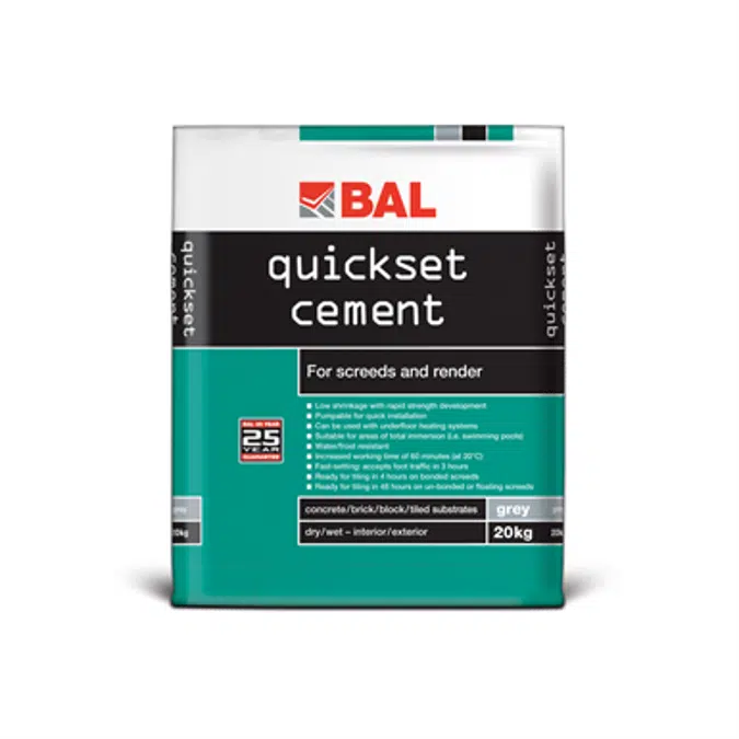 BAL Quickset Cement - For use in screeds and render mortars