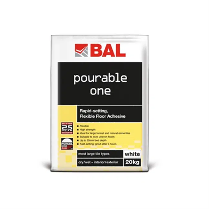 BAL Pourable One- Flexible and rapid-setting pourable tile adhesive for floors