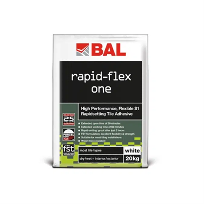 BAL Rapid Flex One - Flexible cementitious wall & floor tile adhesive with FST