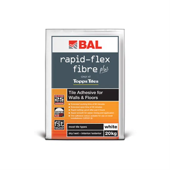 BAL Rapid-Flex Fibre Plus - Highly Flexible Wall And Floor Tile Adhesive With FST