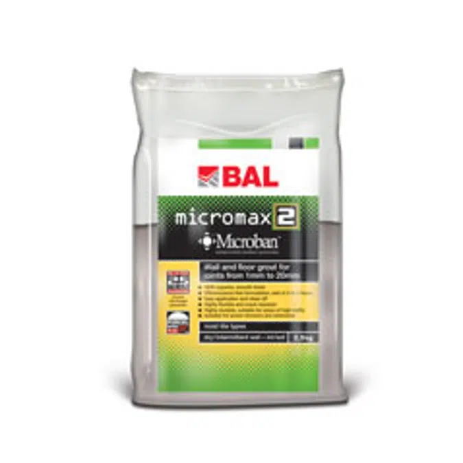 BAL Micromax2 - Rapid-setting flexible tile grout with Microban for walls and floors