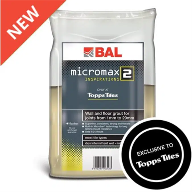 BAL Micromax2 - Rapid-setting flexible tile grout with Microban for walls and floors