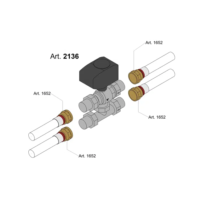 2136 _ 3-way motorized ball valve with bypass and servocontrol