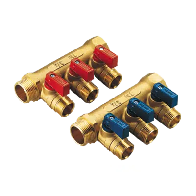 1822 - 1832 _ G3/4" or G1" NINO Manifold with ball valve, connections G1/2"x16 için görüntü