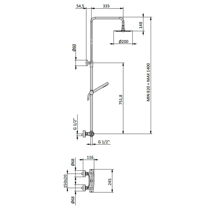 DC009 _ Wall mounted shower column - Round