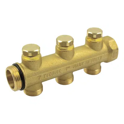 Image for 3048 _ G1” distribution manifold in moulded brass FLOOR with connections 3/4"x18 (Euroconus)