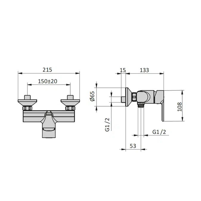 TN04_ Miscelatore monocomando per doccia con doccia monogetto