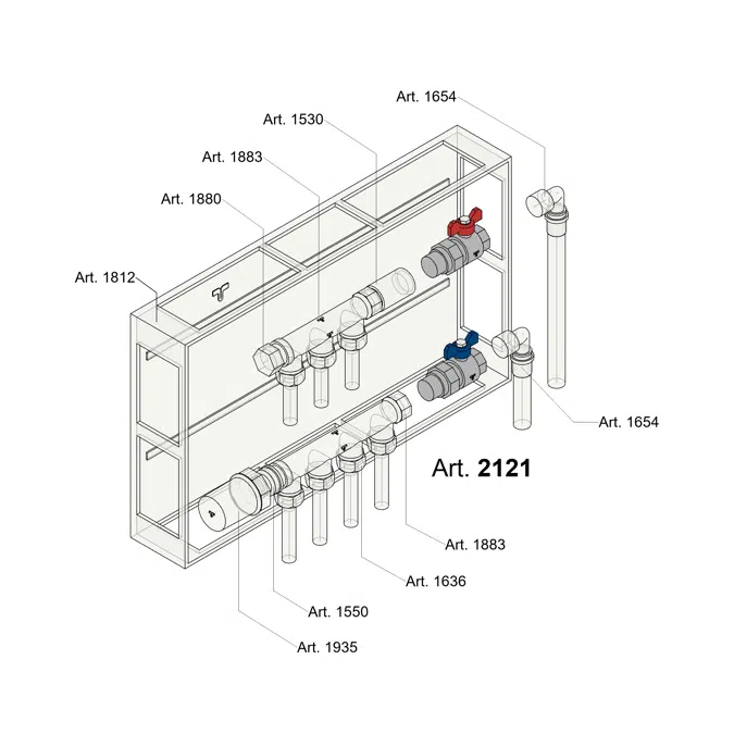 2121 _ Full bore ball valves for MANIFOLDS male/female with T handle and tailpiece