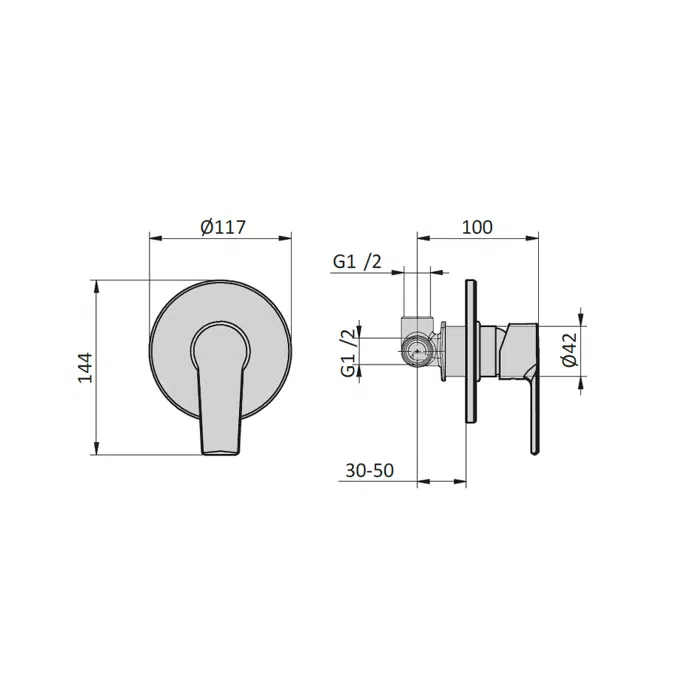 TN06_ Wallplate shower mixer