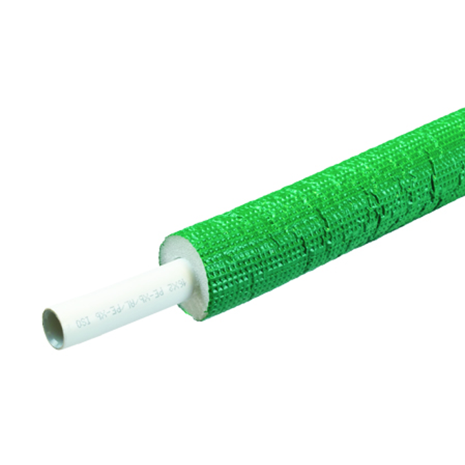 0635 – Multilayer pipe in polyethylene with aluminium coil and thermal insulation sheath. Green color.