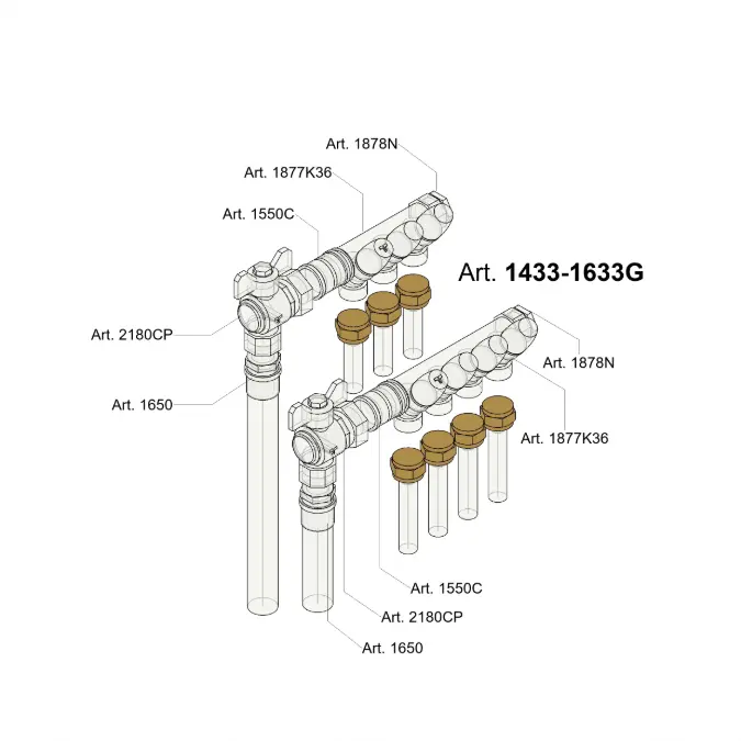 1433-1633G - Pe-X and Multilayer pipe adaptors for 24x19fil(Ø18) connections