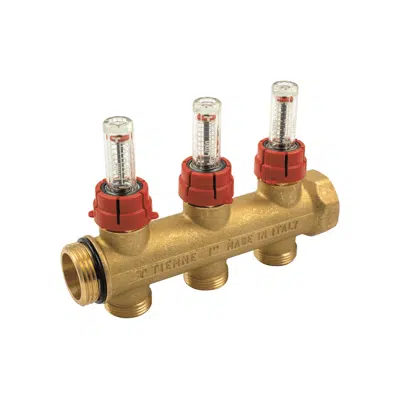 billede til 3047 _ G1” distribution manifold in moulded brass FLOOR with connections 3/4"x18 (Euroconus)