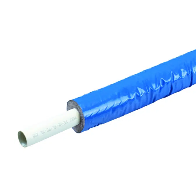 0630B – Multilayer pipe in polyethylene with aluminium coil and thermal insulation sheath. Blue color.