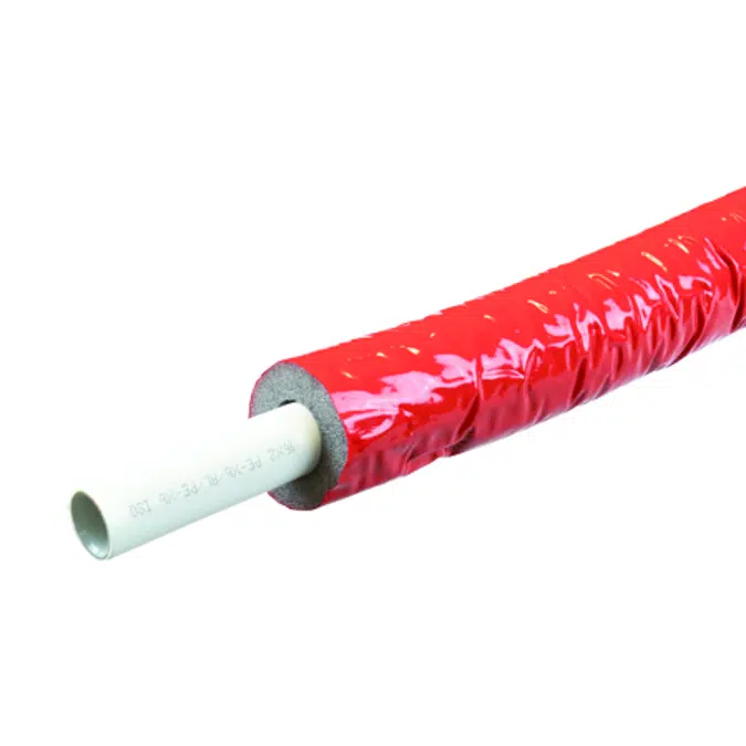 0630R – Multilayer pipe in polyethylene with aluminium coil and thermal insulation sheath. Red color.