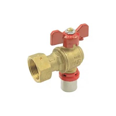 Image for 1692 _ Ball valve for WATER threaded female with red "T" handle, press multilayer pipe end loose nut.