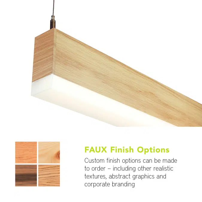 Faux|Real LED Luminaires with Real Wood and Faux Finishes