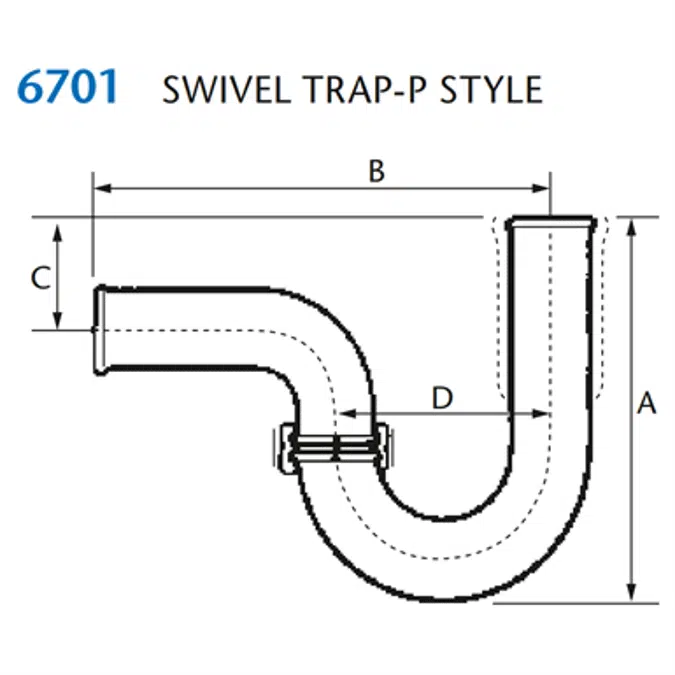 KIMAX Model 6701 Long Outlet Swivel Trap, P Style