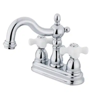 imagem para Kingston Brass KB160PX Heritage 4-Inch Centerset Lavatory Faucet with Porcelain Cross Handle