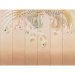 folding screen with dancing male and female phoenixes design [ 屏風「雌雄の鳳凰」 ]