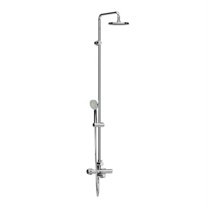 MIO Thermostatic bath- shower column mixer with shower accessories (headshower 200 mm, handshower 3 functions, shower hose 1,7 m)