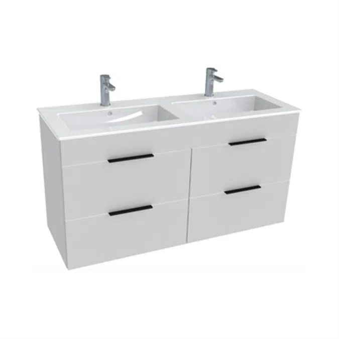 CUBE Vanity unit 1160 mm with four drawers incl. double washbasin 118 x 43 cm