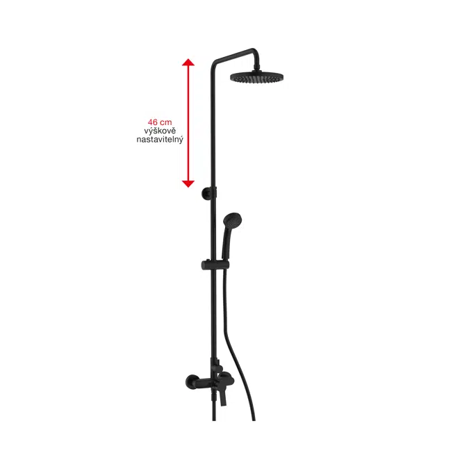 CUBIX Shower column, height adjustable, with accessories: single lever shower mixer, head shower, hand shower, shower hose