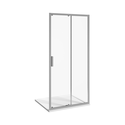 Obrázek pro NION Shower doors 1400 mm, left/right, 1 sliding and 1 fixed segment, glossy silver-colour profile, 6mm transparent glass with special JIKA perla GLASS treatment, chromed handles.