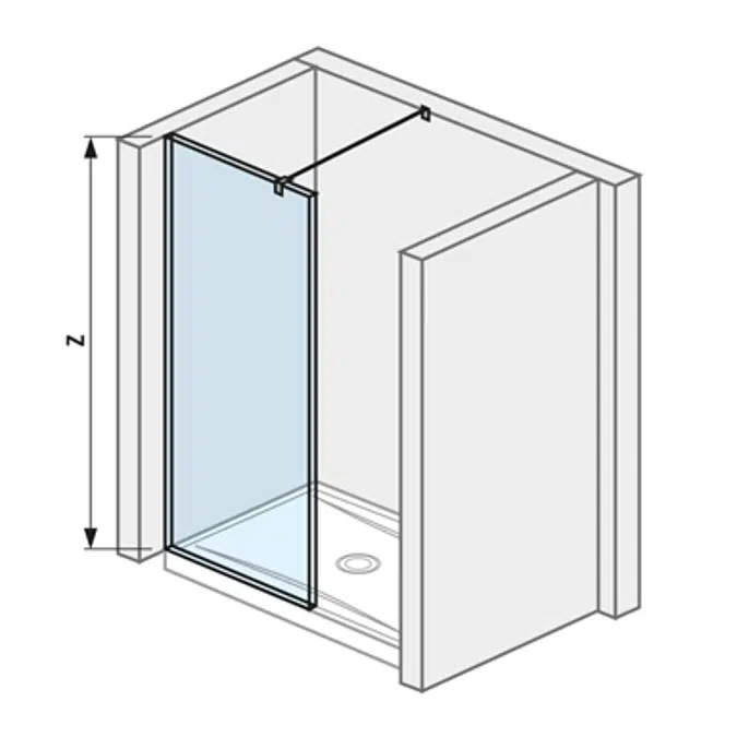 PURE Glass wall 795 walk in simple for shower tray 1400 mm