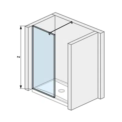 billede til PURE Shower screen walk-in 68x90 cm, full version, for shower tray 120/130x90 cm, two side mouldings