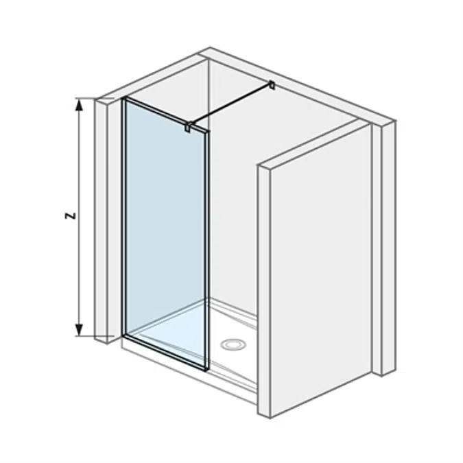 PURE Shower screen walk-in 68x90 cm, full version, for shower tray 120/130x90 cm, two side mouldings