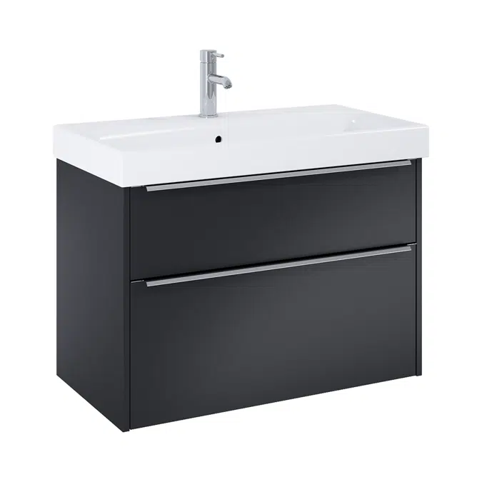 PURE Vanity unit, 2 drawers, incl. washbasin 800x440 mm