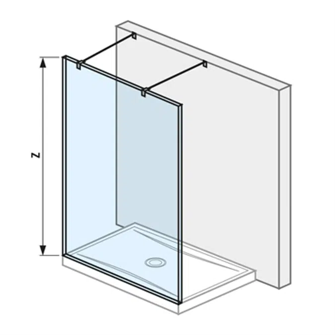 PURE Glass wall 140 for shower tray 1400 mm