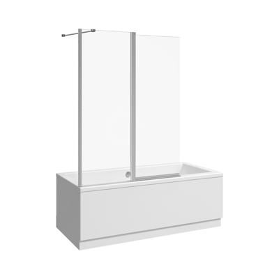 kép a termékről - NION Bath screen 1150 mm, left/right, 2-piece, glossy silver-colour profile, 6 mm arctic glass with special JIKA perla Glass treatment.
