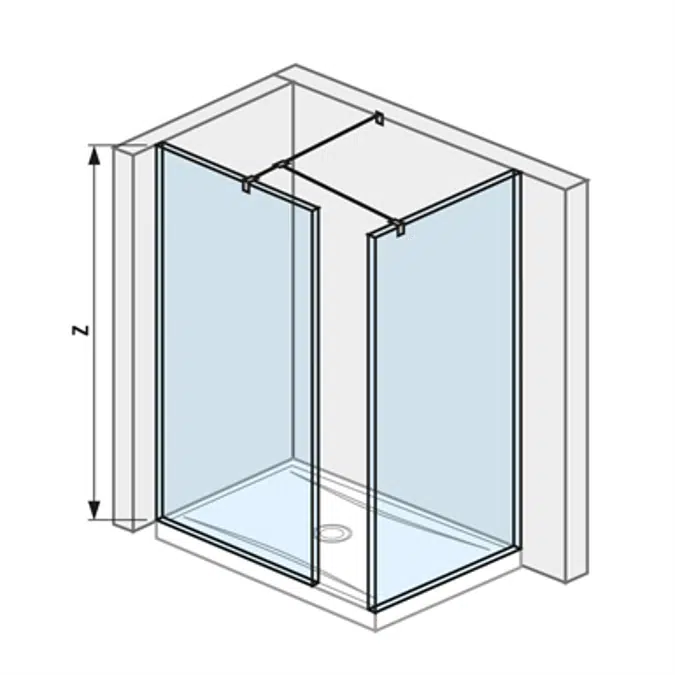 PURE Walk in 795 x 900 for shower tray 1400 x 900 mm